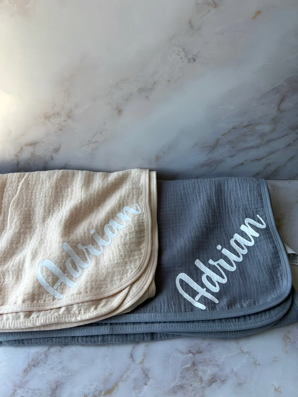 Personalized Baby Blanket. Muslin Swaddle Blankets for Newborn, 2 Pack.